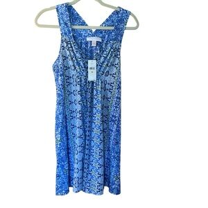 Oscar de la Renta Pink Label Blue Paisley Sleeveless Dress or Nightgown.